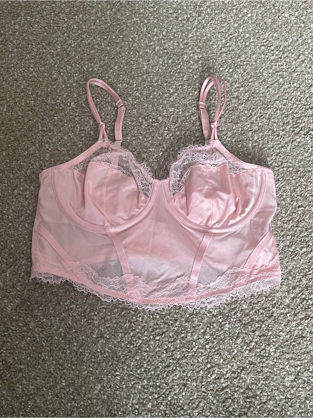 Women’s Pink Lace Longline Bralette